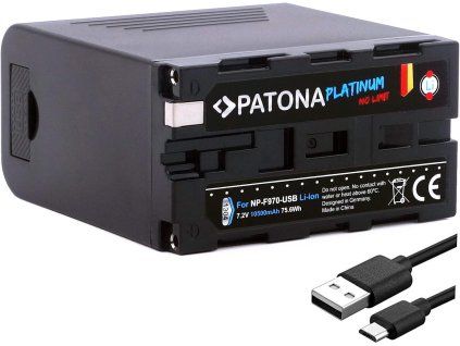 Aku Sony NP-F970/F960/F950 10500mAh Li-Ion Platinum USB-C nabíjení s PD20+powerbanka