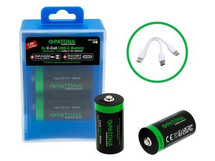 Aku LR14 (C) Li-lon 2300mAh 1,5V-2ks s USB-C nabíjením